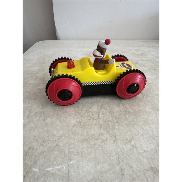 Sock Monkey Yellow Tumbling Toy Battery Operated Car - Picture 4 of 7
